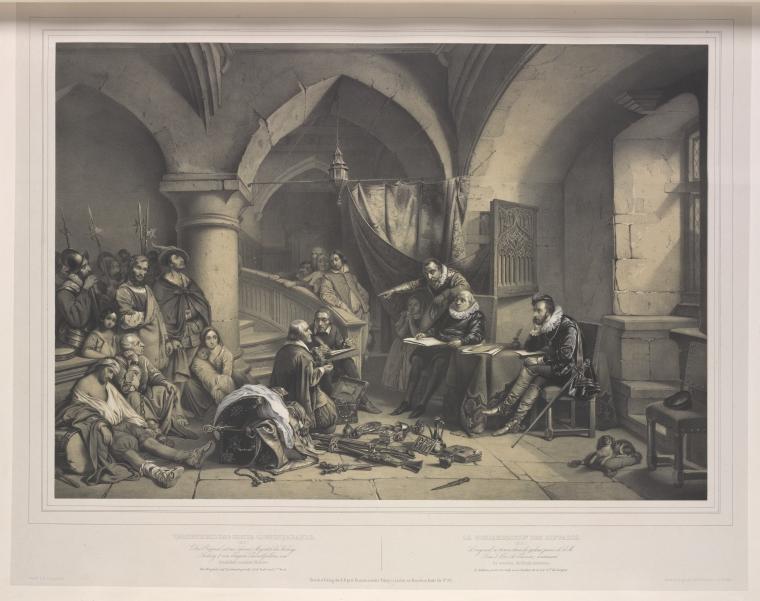 Lithographie allemande vers 1837-1842 représentant la condamnation d'une "bande de gitans"